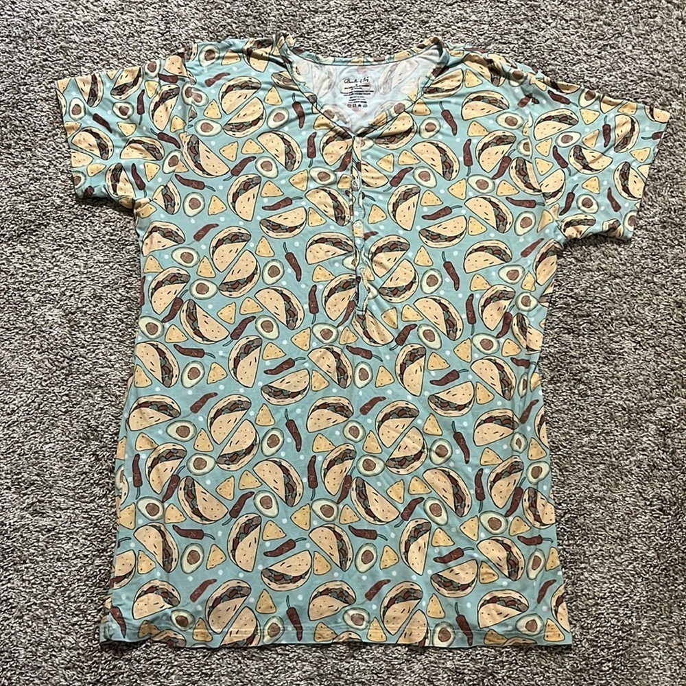 Bundle‎ of Joy Taco Themed Women's Bamboo Pajama Top XL